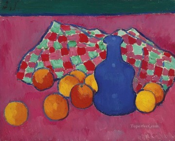 Alexej von Jawlensky Painting - Jarrón azul con naranja 1908 Alexej von Jawlensky
